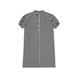 Gingham Check Linen Dress Black Kappy Design