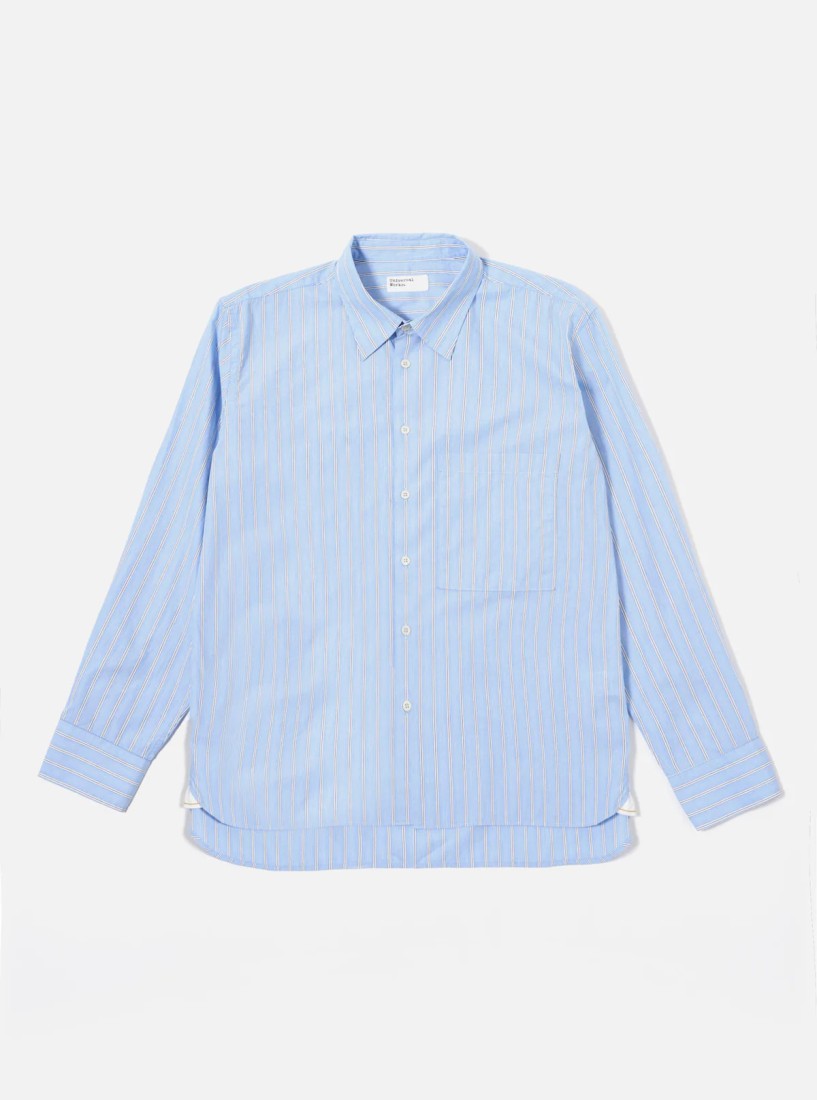 Mc Stripe Square Pocket Shirt Blue Universal Works