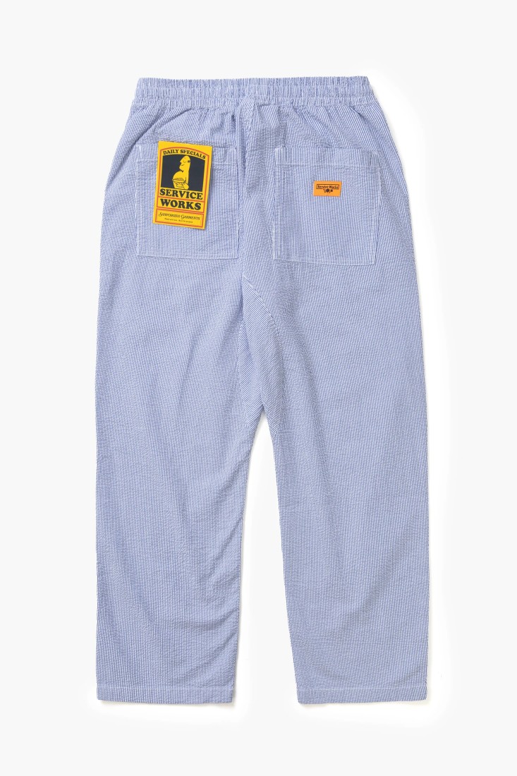 Seersucker Chef Pants Navy Stripe Service Works