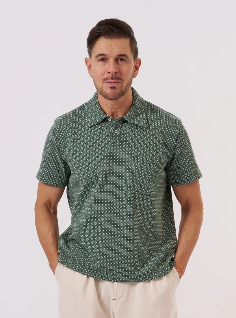 Argyll Jersey Newlyn Polo Green Universal Works