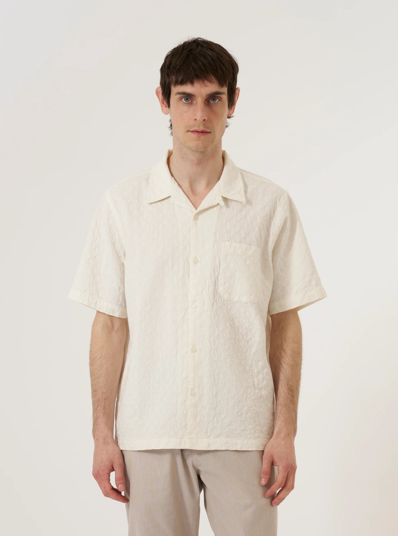 Dot Waffle Road Shirt Ecru Universal Works