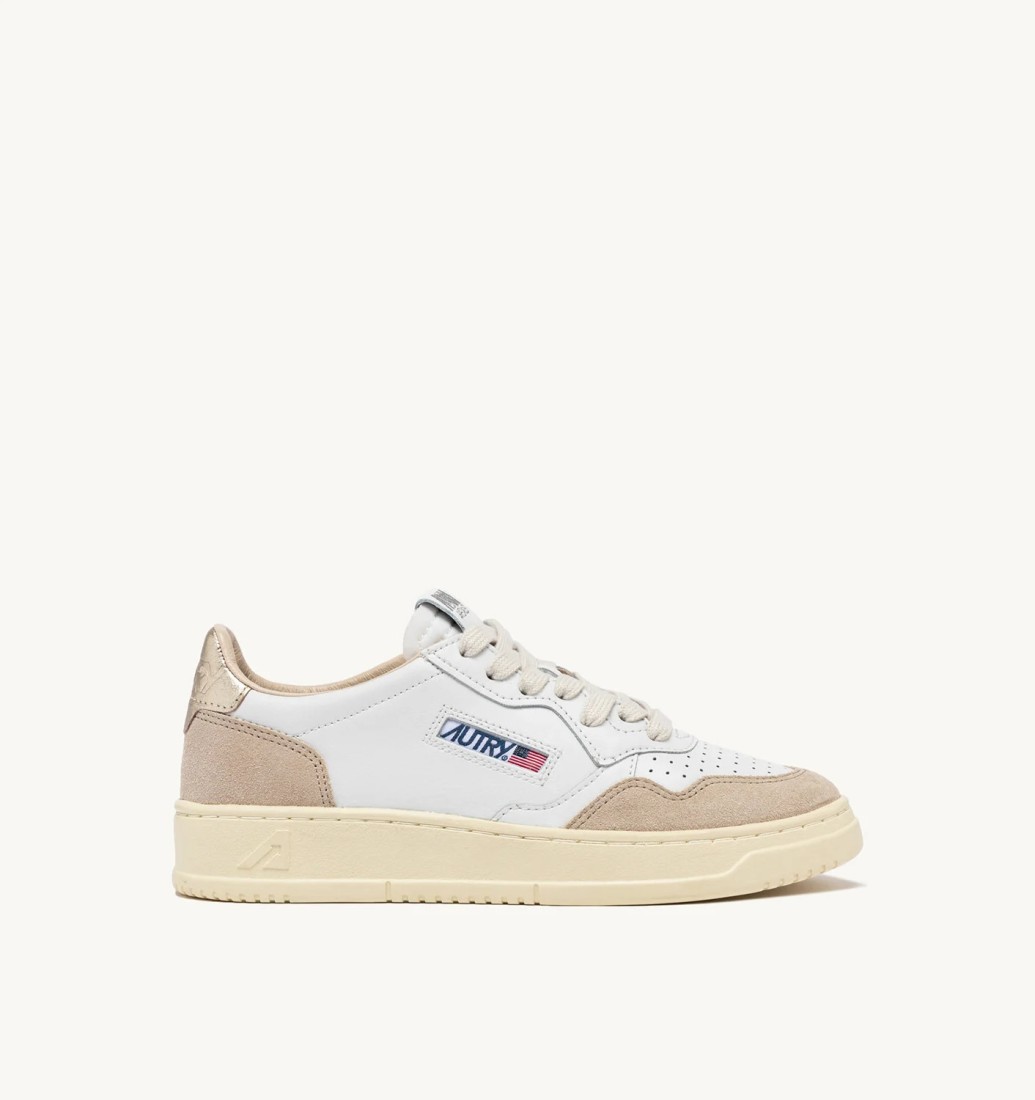 Medalist Low Leather / Suede  White / Gold Autry