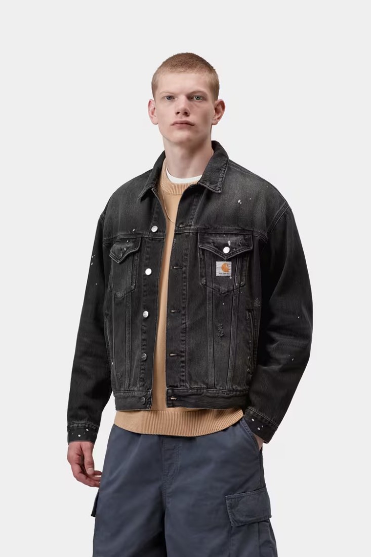 Helston Jacket Black, Destroy Wash, Splatter Carhartt WIP