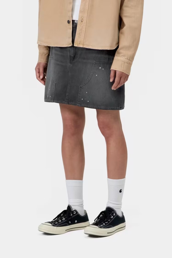 W's Maeve Double Knee Skirt Black, Destroy Wash, Splatter Carhartt WIP
