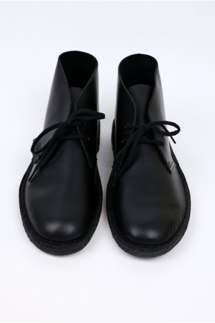 clarks desert boot black polished