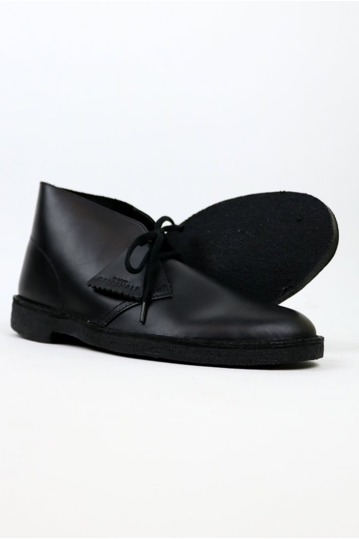 clarks desert boot black polished